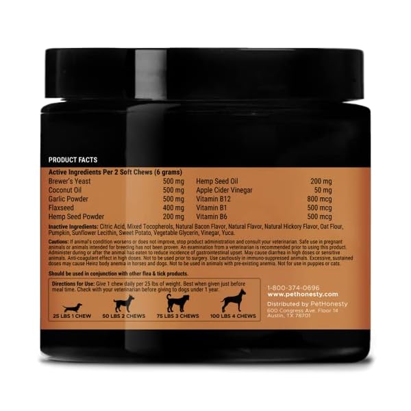 Pet-Honesty-Flea-Tick-Support-Supplement-Flea-and-Tick-Soft-Chew-for-Dogs-No-Harsh-Chemicals-Natural-Way-to-Enjoy-The-Outdoors-Hickory-Bacon-90-Count Pet-Honesty-Flea-Tick-Support-Supplement-Flea-and-Tick-Soft-Chew-for-Dogs-No-Harsh-Chemicals-Natural-Way-to-Enjoy-The-Outdoors-Hickory-Bacon-90-Count