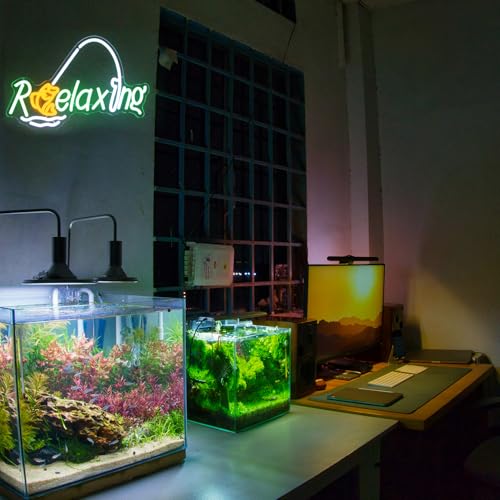 Image of Relaxing Neon Sign Fishing LED Sign Fish Neon Light for Wall Man Cave Decor