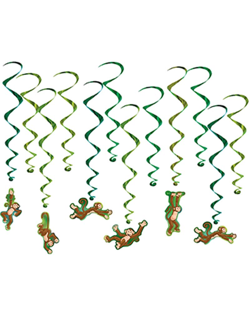 Beistle Swinging Monkeys Hanging Swirls (12 Pcs) - 1 Pack