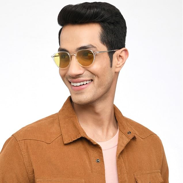 Image of Vincent Chase By Lenskart | Transparent Yellow Full Rim Round | Made in India | Branded and Stylish Sunglasses | Polarized and 100% UV Protected | Men & Women | Small | VC S15547