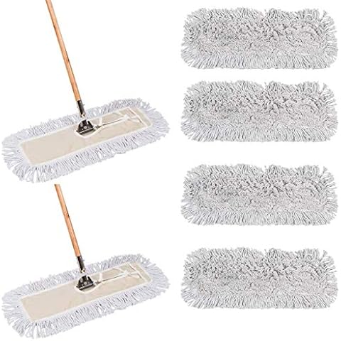 Tidy Tools 24 Inch Dust Mop with Wood Handle and 24 Inch Dust Mop Refill Bundle - 2 Mop Sets and 4 Refills Cover