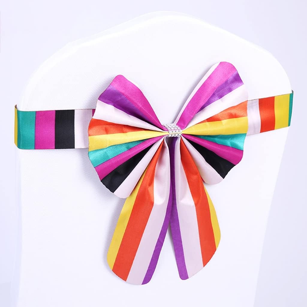 10-50pcs Chair Sashes with Colorful Bow and Rhinestones, Mercerised Leather Stretch Chair Sashes for Birthday Party Decorations (Color : B Size : 10) (A*50)