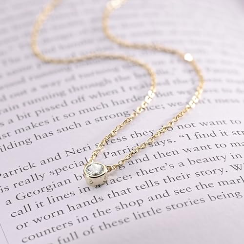 Galis Dainty Necklace - Gold Plated 18" Choker for Women with Dainty Small Round Faux Diamond Necklace Gold Pendant, Pendant Necklaces Women with CZ Solitaire Lobster Clasp, Minimalist Gift4