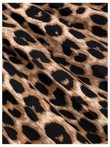 SweatyRocks Girl's Leopard Print Halter Neck Sleeveless Midi Dress A Line Dresses with Belt4