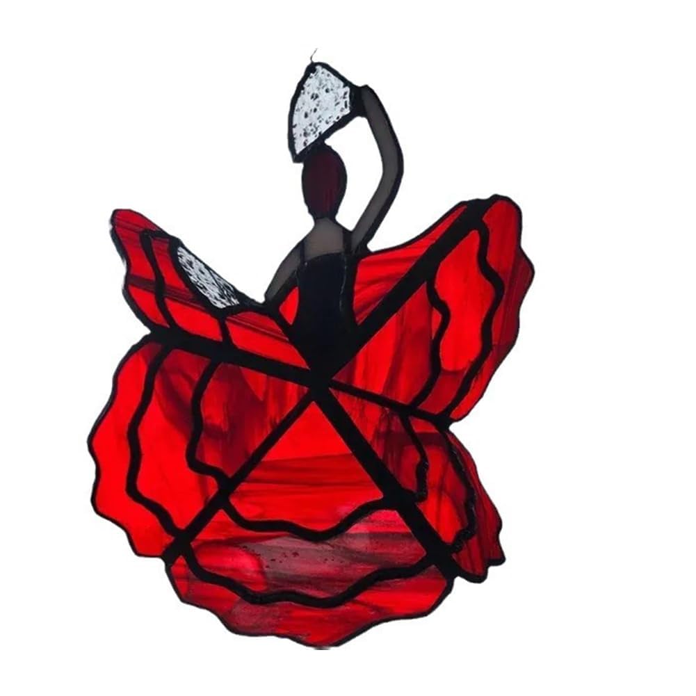 CTRLZS Dancing Lady Stained Glass Spinner Outdoor Hanging Decor Garden Decorations Decorative Wind Spinner Ouddoor Butterfly B