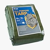 GUARD SHIELD Heavy Duty Tarp 16x16 Feet Green Multi Purpose Thick Waterproof Poly Tarp Cover 10mil