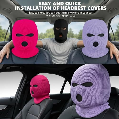 Image of 2 Pieces 3-Hole Full Face Mask Cover Ski Mask Winter Balaclava Cap Knitted Face Cover for Winter Outdoor Sports