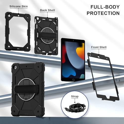 Coque iPad 10.2 pour 9e 8e 7e génération antichoc noire avec support - 3