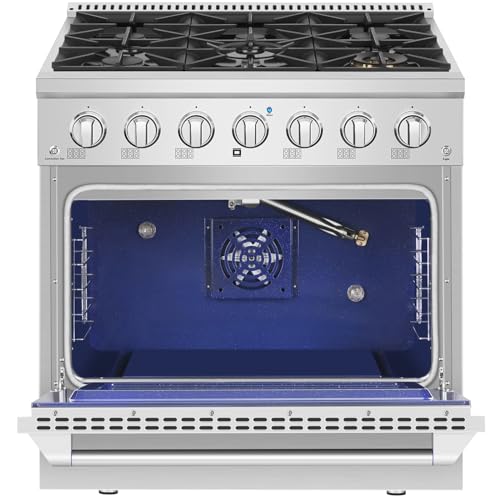 Empava Commercial Gas Range, Freestanding & Slide-in, 5.2 cu. ft. Pro-Style Single Oven with 6 Sealed Ultra High-Low Burners Heavy Duty Grates in Stainless Steel for Kitchen, Restaurant,36 Inch