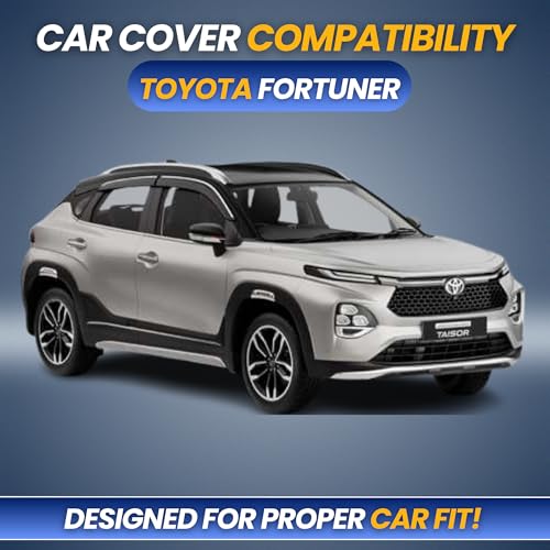 Image of Car Cover for Toyota Fortuner with Fender Mirror | 100% Waterproof Heavy-Duty 3-Layer Car Body Cover | All-Weather Rain, UV, Sun & Dust Protection | Custom Fit | Antenna Pocket | Navy Blue