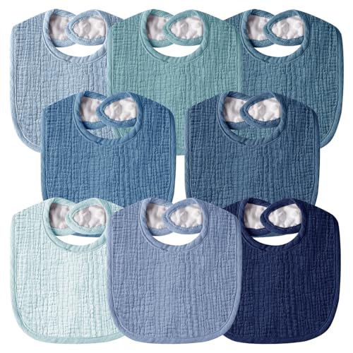 Image of Wrrernsin Muslin Baby Bibs for Unisex Boys Girls, Cotton Drool Bibs, Adjustable Newborn Bibs for Drooling and Teething