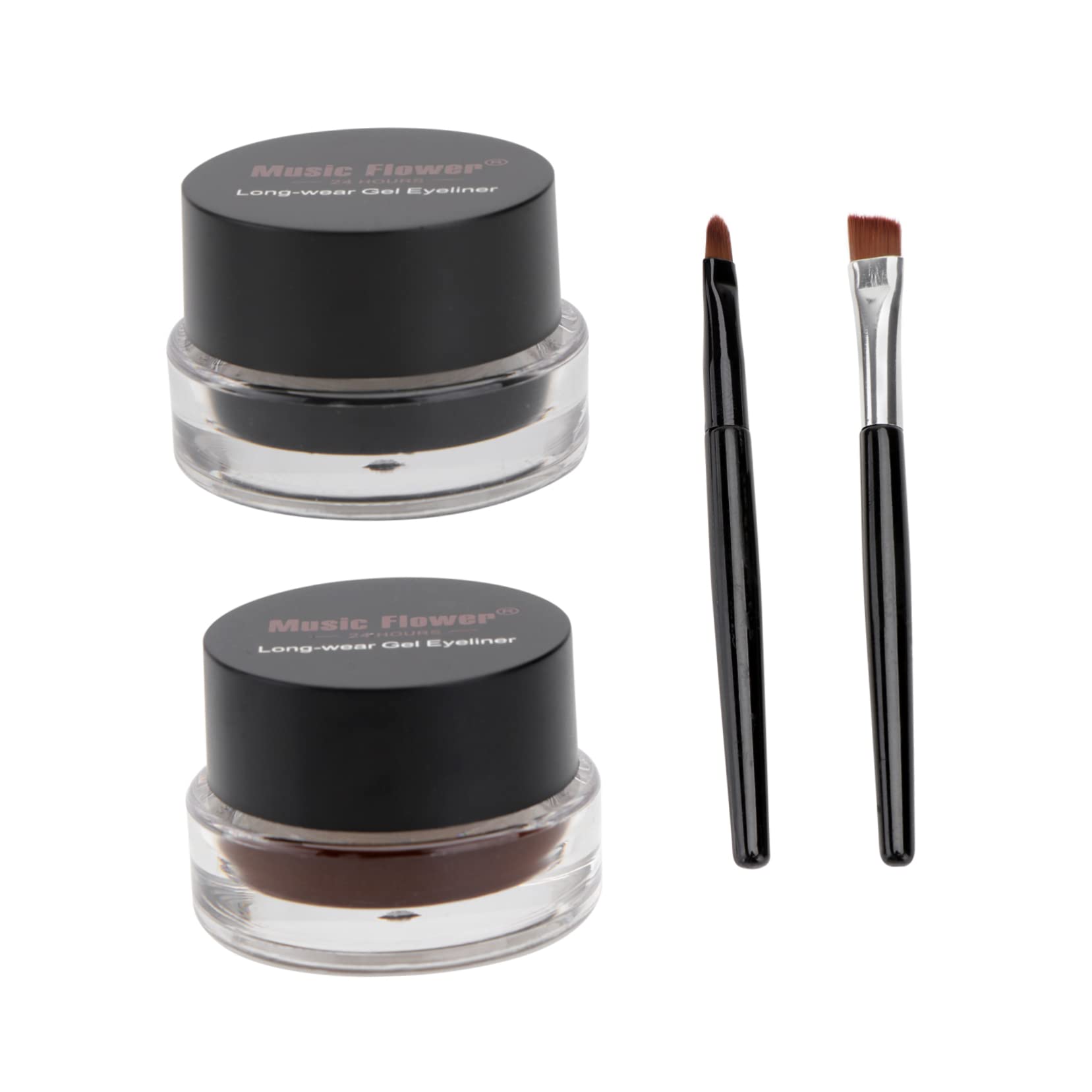 Angoily 2 Piezas delineador de ojos marrón oscuro sombra de ojos marrón oscuro lápiz delineador de ojos crema de sombra de ojos perdurable colocar cepillo delineador de ojos