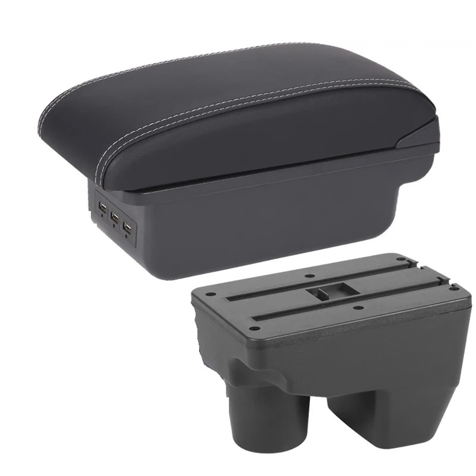 AWGNTQQ Car Armrests For Toyota For Yaris Elegant GR 20021-2025 Car Armrest Auto Storage Box Retrofit Parts Car Accessories(B3 Black white 3USB)