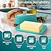 Flexzion Ceramic Blue European Butter Dish with Lid for Countertop (7 Inch) - Wide 2 Stick Double Butter Holder for Counter, Cream Cheese Container Storage Keeper