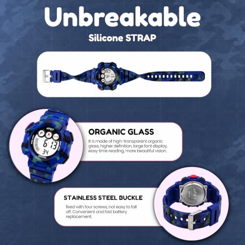 Image of SPIKY Round Digital Sports Watch for Kids | Military, Camouflage Design | Multifunctional & Luminous Display | 30M Water Resistant | Best Birthday Gift Wrist Watches for Boys & Girls | Age 2-12 Years