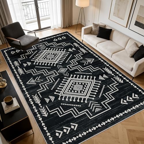 Tapete Joydeco Marroquí 5x7 Negro y Blanco miniatura 4