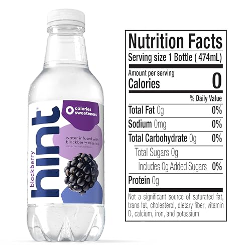 Image of Hint Water Blackberry, Pure Water Infused with Blackberry, Zero Sugar, Zero Calories, Zero Sweeteners, Zero Preservatives, Zero Artificial Flavors, 16 Fl Oz (Pack of 24)