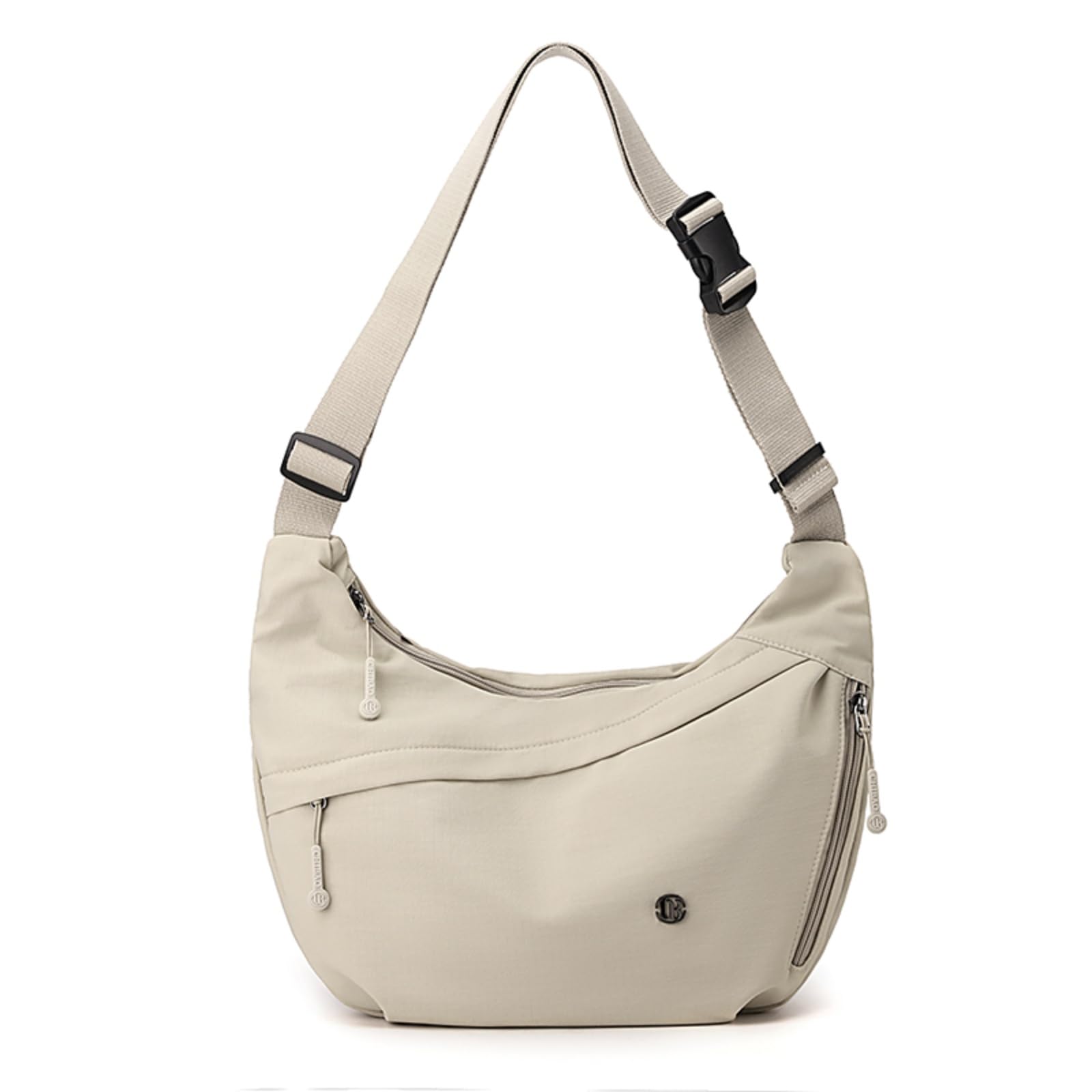 Nylon Crescent Cross body Bag for Women, Casual Medium Lightweight Shoulder Tote Handbag Travel Purse with Adjustable Strap