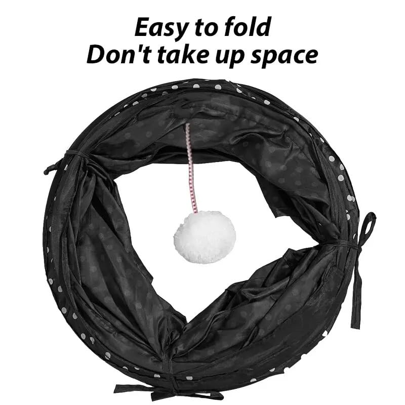 Jouet Tunnel pour Chat De Compagnie 90x25cm Tube Pliable Jeu D'intérieur Et D'extérieur Jouets pour Chiots avec Balle pour Puzzle Exercice De Dissimulation Entraînement