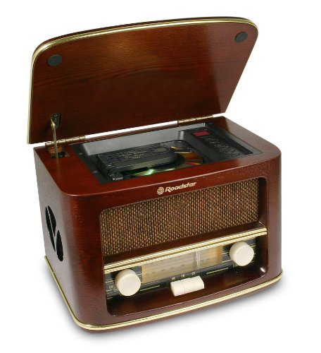 Roadstar HRA-1500CD Radio en bois 'Retro Design' avec Lecteur CD Tuner FM/AM Analogique