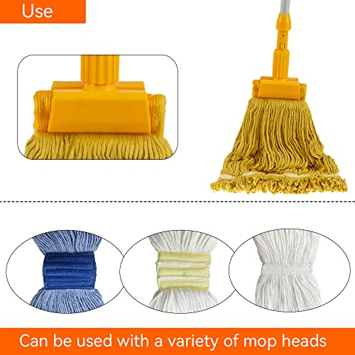 Image of Commercial Mop Clamps-Quick Change Head Mop Handle -Heavy Duty Mop Head Replacement Holder Change Mop Handle -Commercial Gripper Mop Wet Mop Handle(KL-ZJ-Yellow)