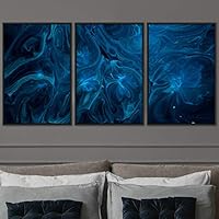 3 Piece Framed Canvas Wall Art Abstract Fluids 3D Abstract Abstract Brushstroke Contemporary - 16