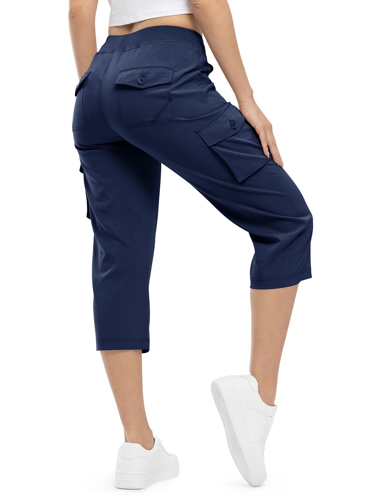 TBMPOY Womens Cargo Capris Lightweight Hiking Pants 6 Pockets Quick Dry Casual Outdoor Trip Loose Shorts Cropped Cotton