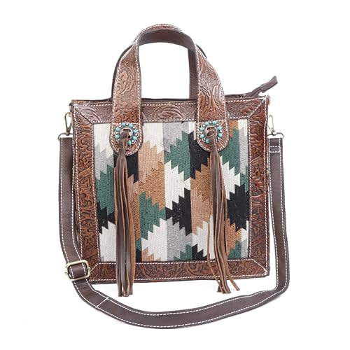 Western Handmade Genuine Leather Bag | Hand-Tooled Artisan Purse for Women | Spacious, Durable, and Stylish Shoulder Handbag with Premium Leather and Detailed Craftsmanship | Perfect for Everyday Use