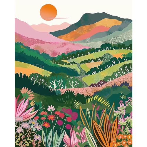 Natuyalo Paint by Numbers for Adults - DIY Adult Paint by Number Kits Painting on Canvas Natural Landscape Painting by Numbers for Beginners, Abstract Art Craft Kits for Adults (16x20 Inch)