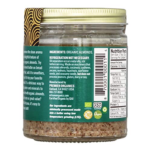 Artisana Organics Non GMO Raw Almond Butter, 9 oz | No Sugar Added, Vegan Paleo and Keto Friendly