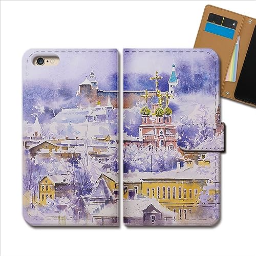 AQUOS wish5 A502SH ケース 手帳型 イラスト 手帳ケース スマホケース カバー 絵画 水彩画 風景 建物 海外 デザインC e0363030138103