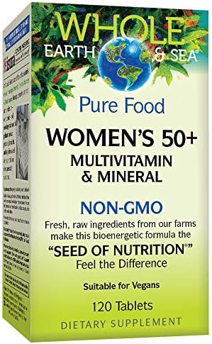 Natural Factors Whole Earth & Sea from, Women's 50+ Multivitamin & Mineral, Vegan, 120 Tablets
