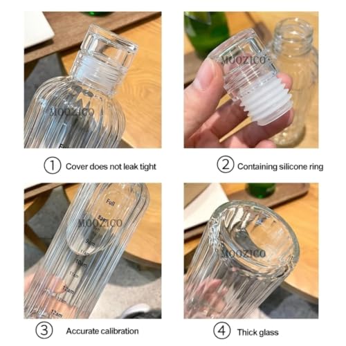 Image of Glass Water Bottle for Adults, Student Direct Drinking Freezer Safe, Leak Proof, Gym Travel On-The-Go Hotel-Style Design Borosilicate Glass Water Bottle With Time Marker (White Lining)