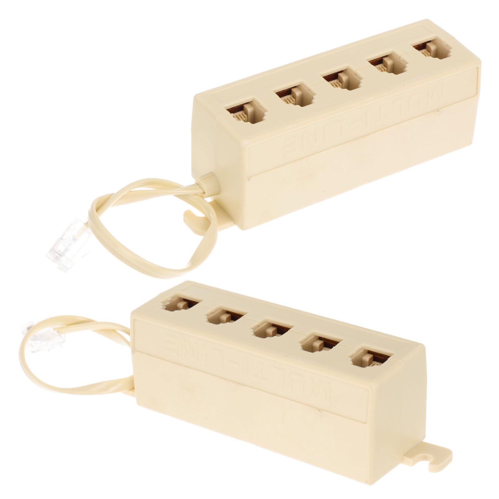2pcs Way Telephone Splitter Adapter Pc Male to Ports Pc Female Socket Easy to Use Landline Phone Splitter for Multi-Phone Connections in Home Office