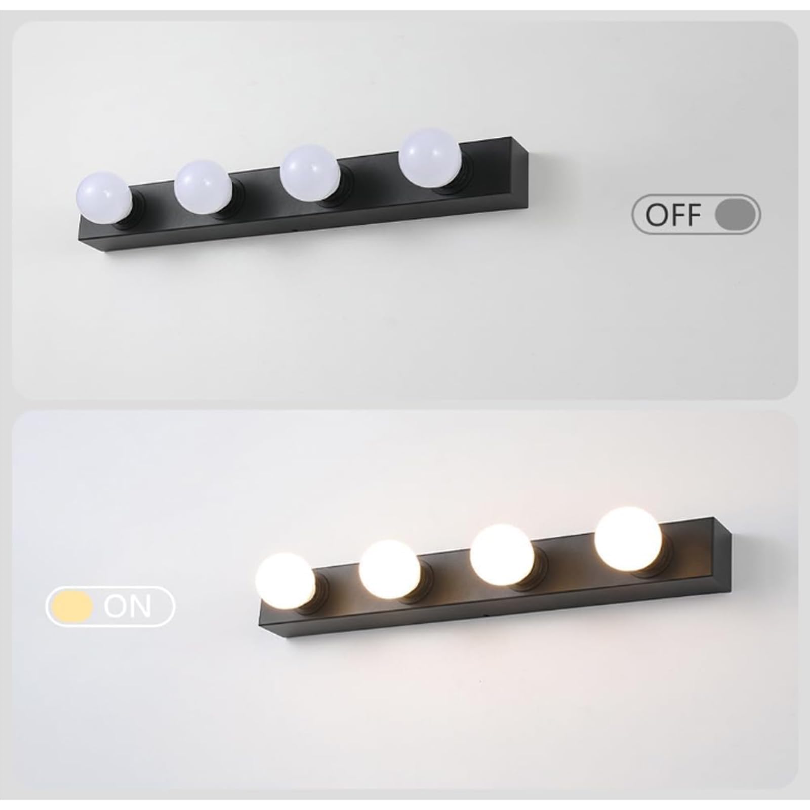 Bad LED Wandleuchte 3000K/4000K/6000K Spiegelleuchte 3 Farbtemperatur Wandlampe mit Glühbirne Wandleuchten Badezimmer Spiegelschrank Beleuchtung Wandleuchte Wohnzimmer (Weiß Neutrales Licht,60cm)