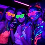 Mega-L 12 Pcs Glow in The Dark Glasses, Glow in The Dark Party Supplies, Neon Fluorescent Blacklight Eyeglasses Party Favors, Glow Photo Booth Props Eyewear Accessories for Women, Men, Adult Halloween - Image 2