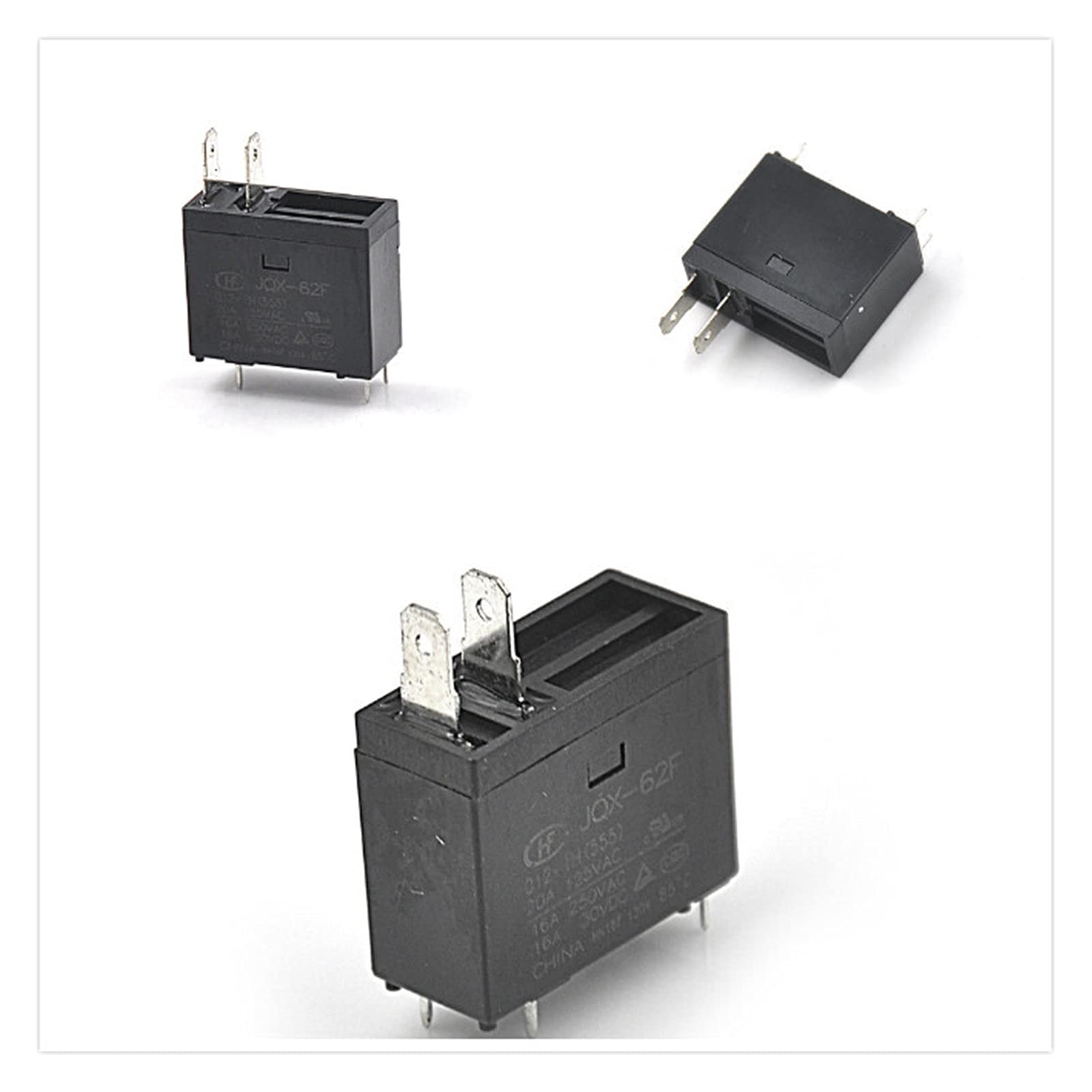 Relé de potencia JQX-62F-012-1H negro interruptor electromagnético 16A 250VAC componentes