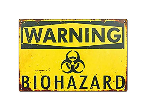 Warning Biohazard Hazard Sign Hazard Labels Novelty Metal Sign - Decorative Metal Poster Tin Signs Gift 200mm x 300mm