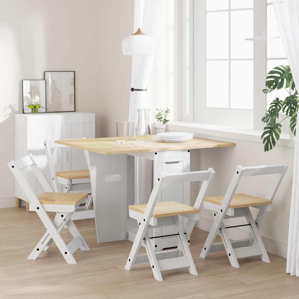 Set Comedor Plegable Mariposa 5 pzas Corona Madera Pino Blanco