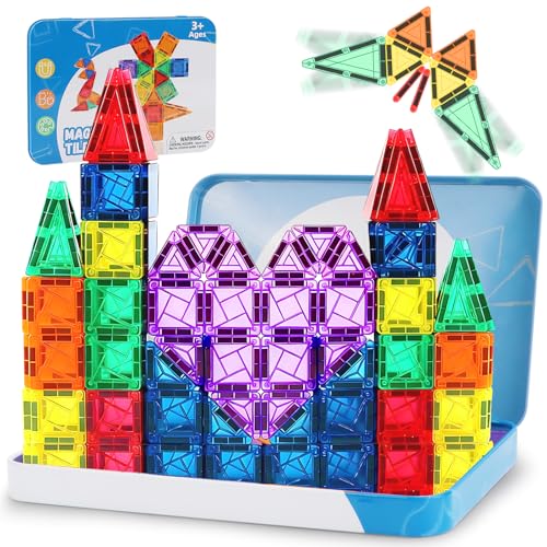LumenVela Bloques de Construcción Magnéticos, 42 Piezas Juguetes de Viaje con Caja para Niño, Portátil Montessori Juego de Viaje, Juguetes de Regalo para 3+ Años Niños Niñas (42 Piezas)