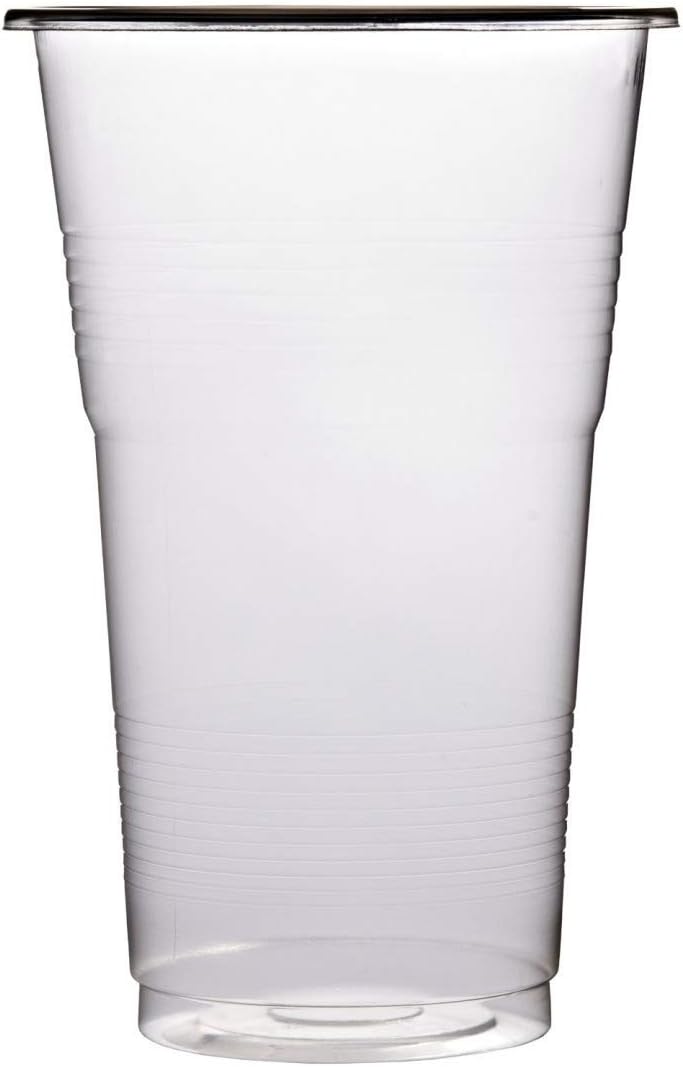 50 x 500ml Pint Plastic Cups with Markings - Strong Disposable Glasses
