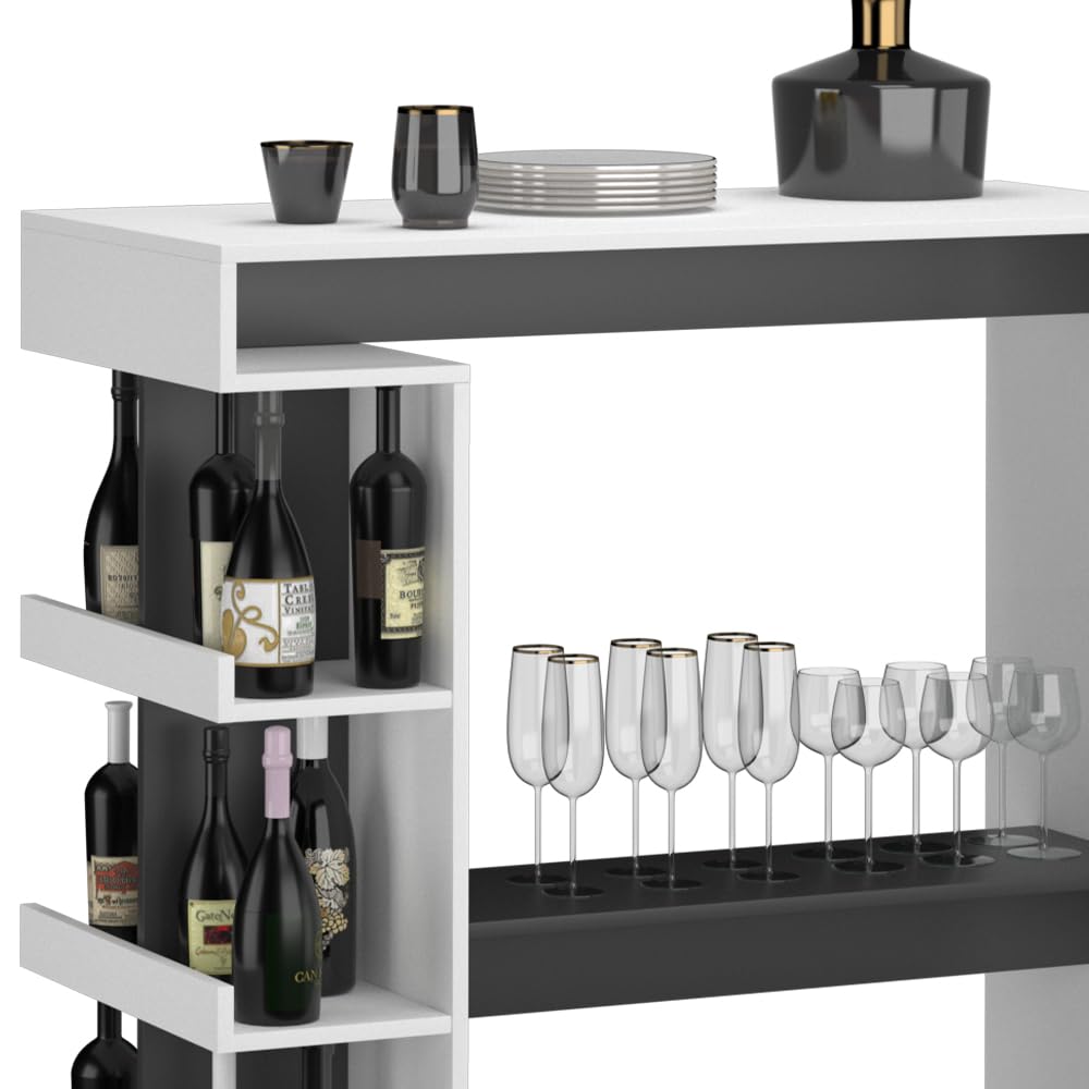 Vicco Tavolo bar alto Dana, Bianco, 108 x 50 cm, con ripiani aperti per l'utilizzo come tavolo alto