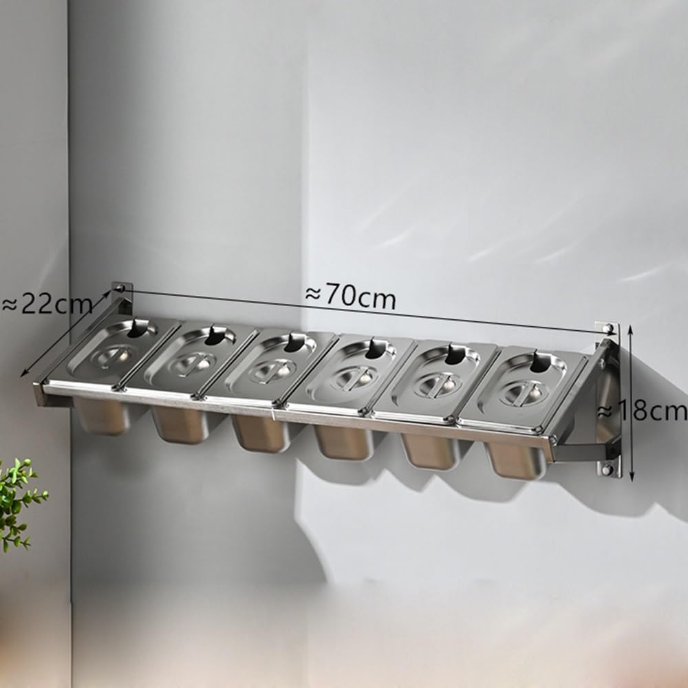 Estante retráctil de acero inoxidable para especias de pared de 10,2 cm de profundidad con tapa, perfecto para condimentos de cocina y condimentos. Organizador para artículos esenciales culinarios