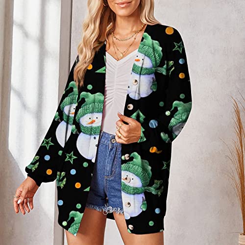 Womens Christmas Funny Graphic Cardigan Long Sleeve Open Front Casual Cardigans Outwear Fall Coat Jacket For Women #TOP5