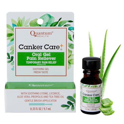 Quantum Health Canker Care+ Oral Gel Fast Pain Relief, Herbal Mint, 0.33 oz