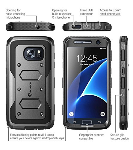 Galaxy S7 Case, Armorbox I-Blason Built In Screen Protector Full Body Heavy Duty Protection Shock Reduction / Bumper Case For Samsung Galaxy S7 2016 Release (Black) #TOP4