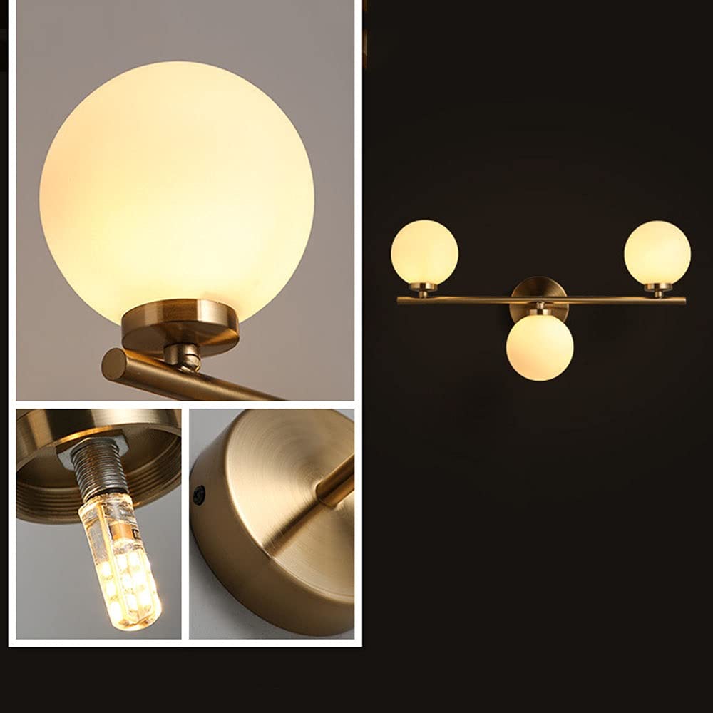 Kinkiet ze szklanymi kulami, nordycki salon, oświetlenie korytarza przy łóżku nocnym, lustrzana lampa przednia, pojedyncza głowica, podwójna głowica, trzy głowice