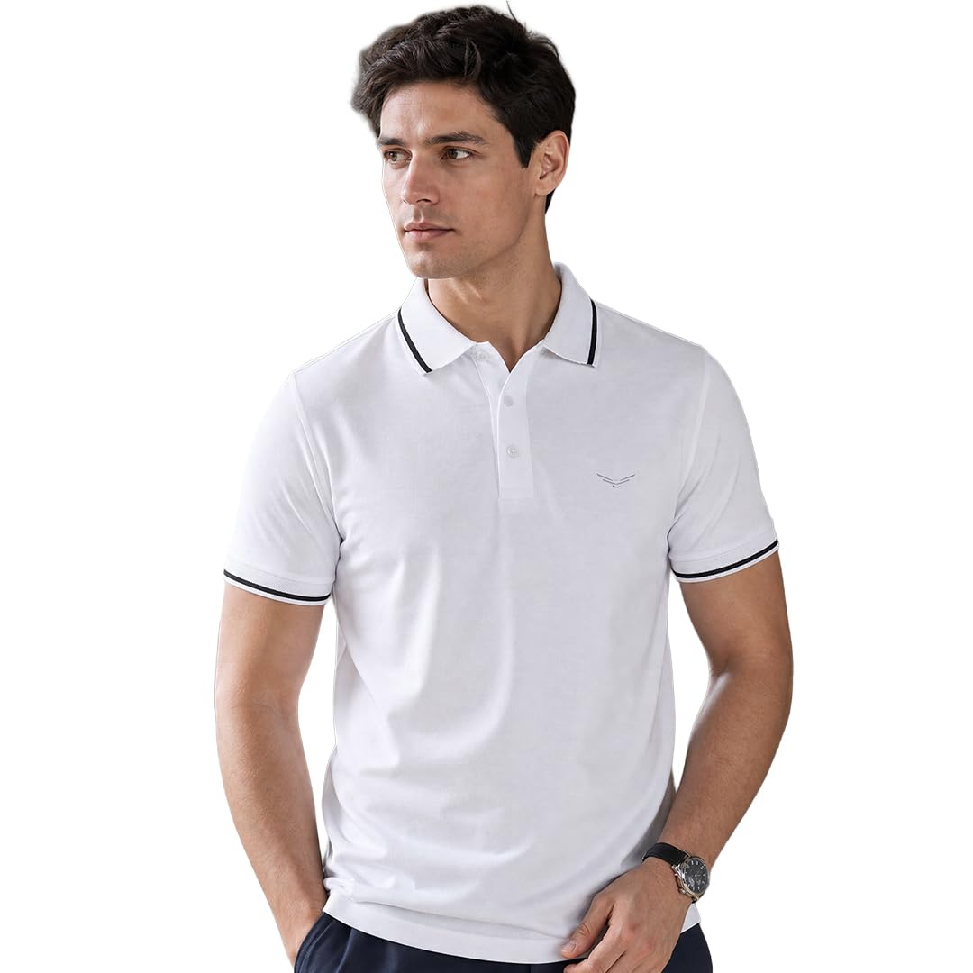NOBERO Men's Travel Polo T-Shirt White - Image 1