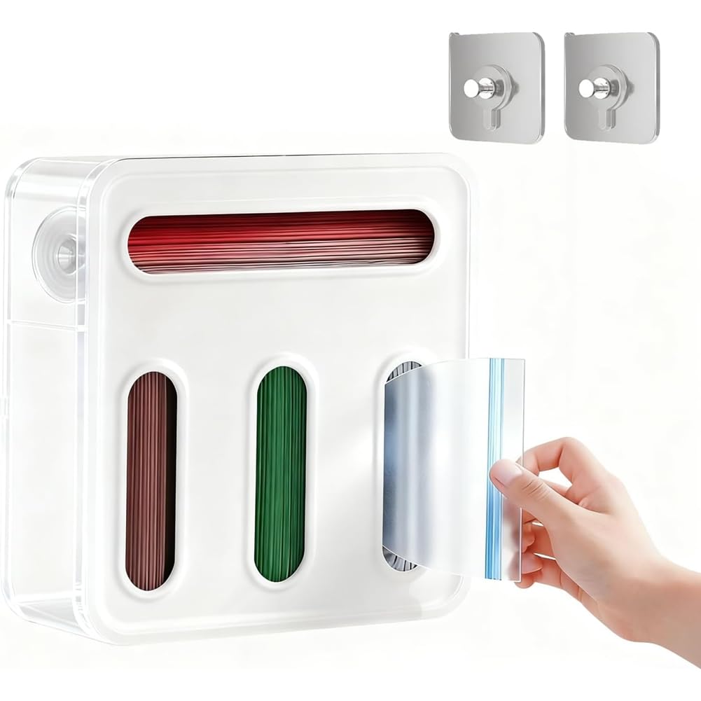 Hndhbfgrt Food Storage Bag Organizer Wall Mount & Drawer Baggie Organizer for Kitchen Storage, Holds Gallon, Quart, Sandwich