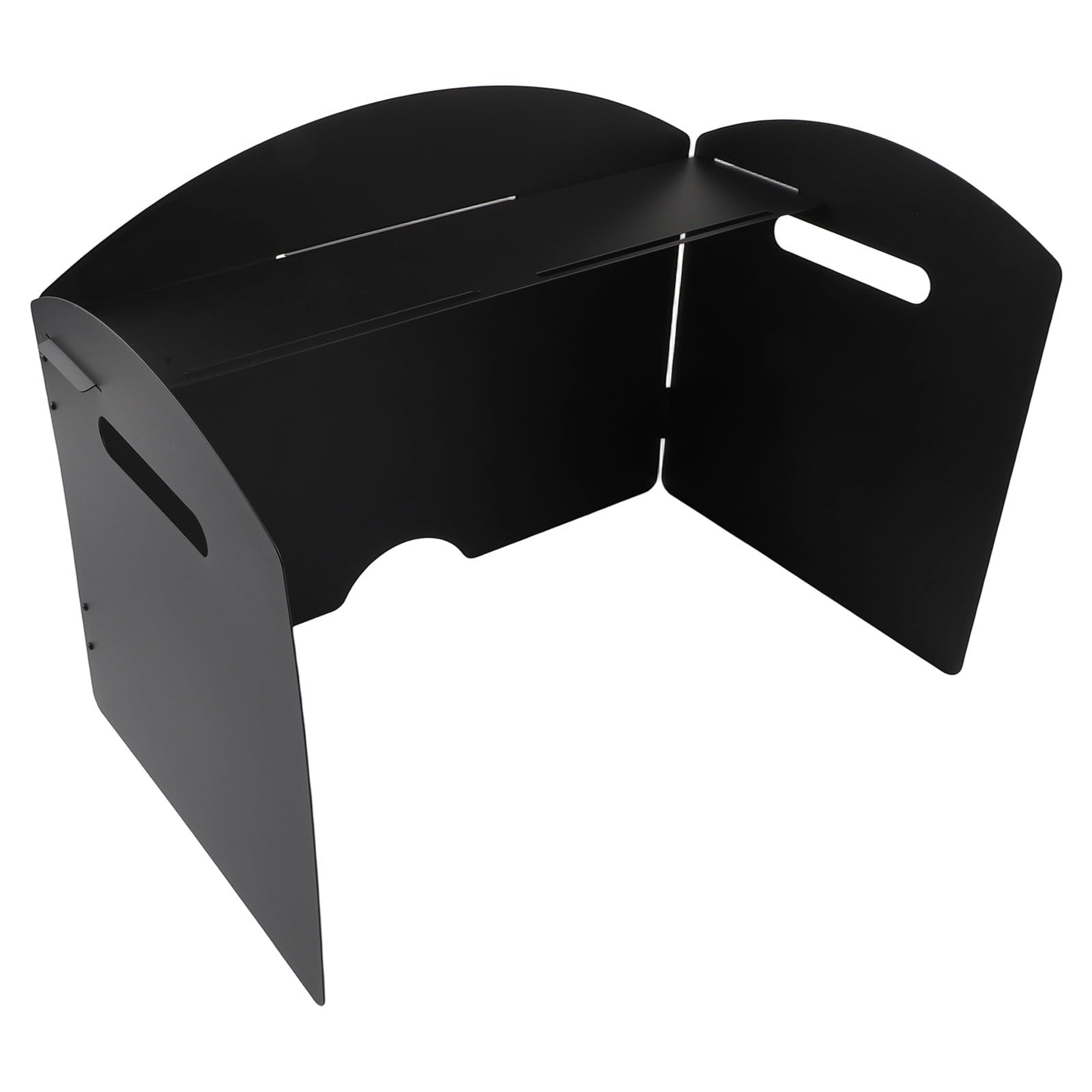 Paravento pieghevole nero da campeggio, in acciaio, per stufe da esterno, dimensioni compatte da viaggio, con borsa da trekking, 41 x 25 x 30 cm
